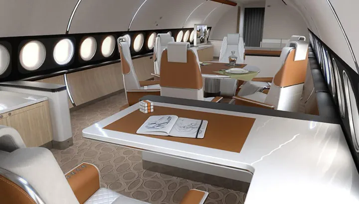 Executive aircraft lounge with conference seating
